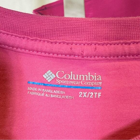 Columbia Pink Short Sleeve Cropped Tee Vibrant Casual Comfort, Size 2X - Picture 3 of 6